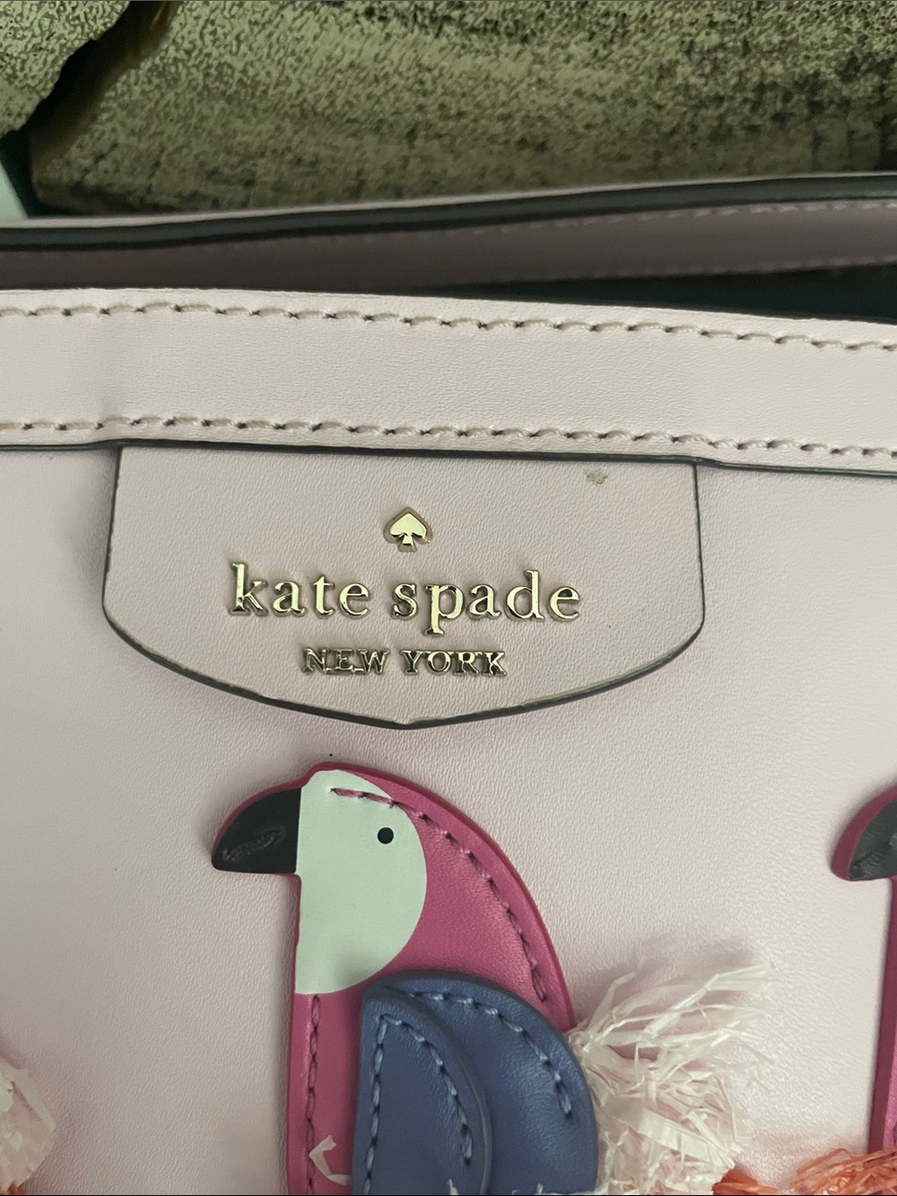 Kate Spade Pippa Flock Party Parrot pink Appliqué Satchel/crossbody NWOT - Picture 6 of 15
